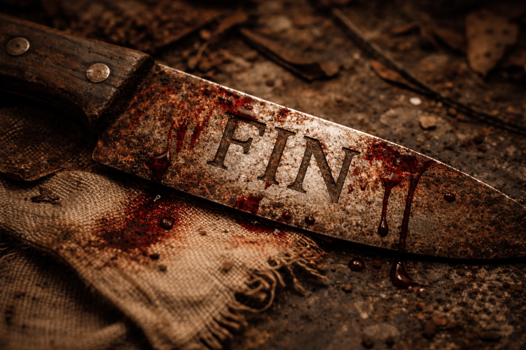 La Palabra Fin es un cuchillo oxidado.